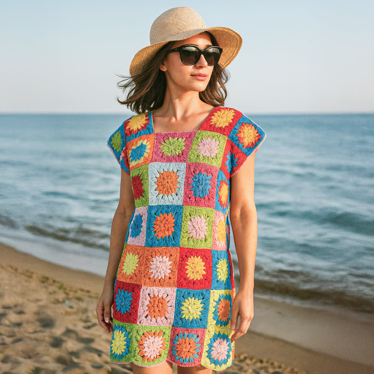 Granny Squares Dress Crochet Pattern