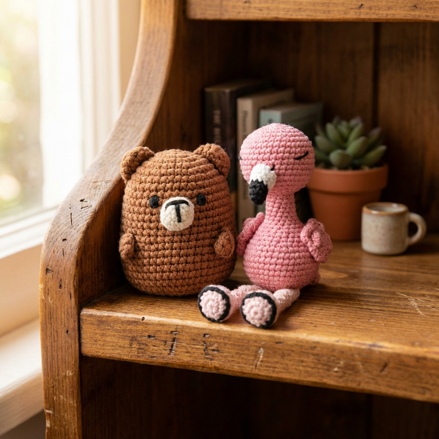 Crochet Amigurumi Kit - Felicity Flamingo and Billy the Bear