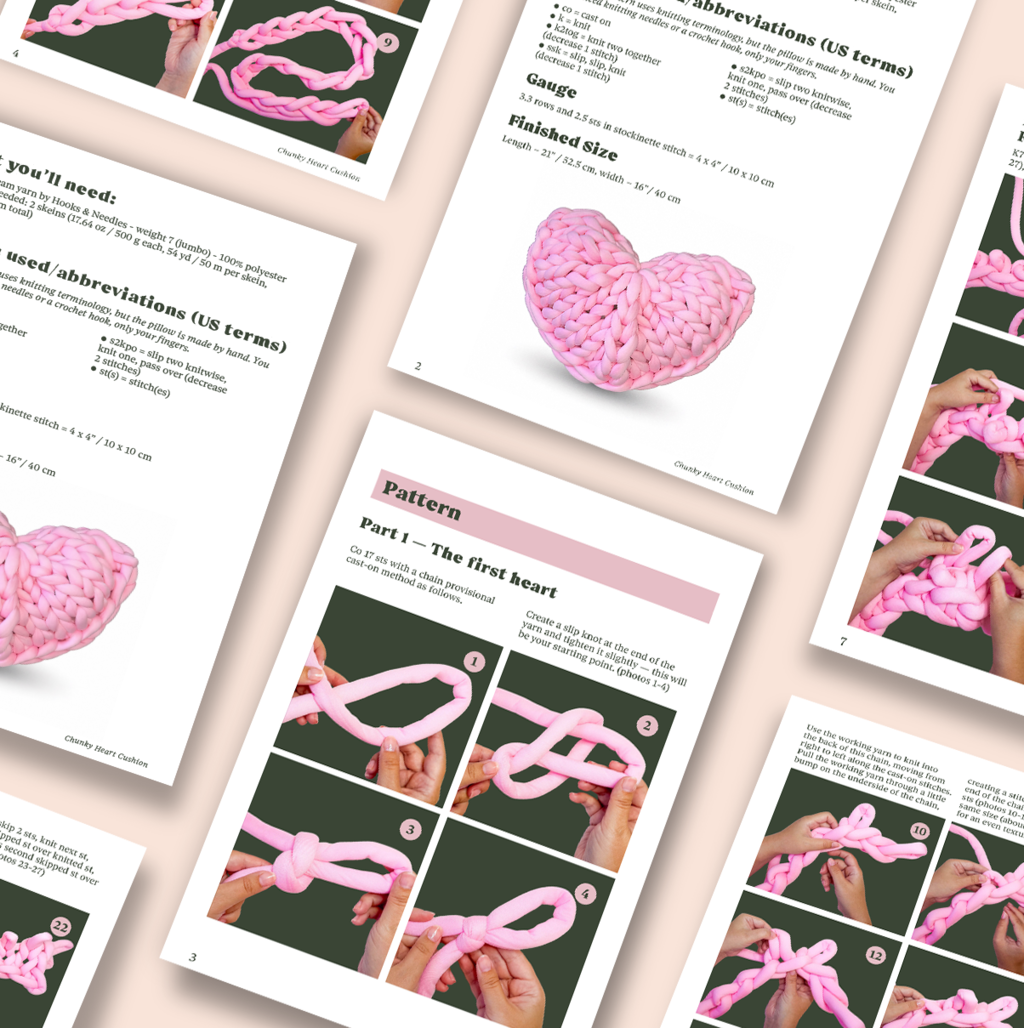 Chunky Heart Cushion Knitting Pattern