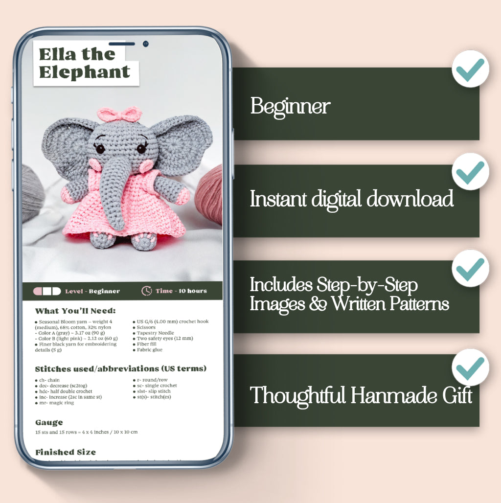 Ella the Elephant Crochet Pattern