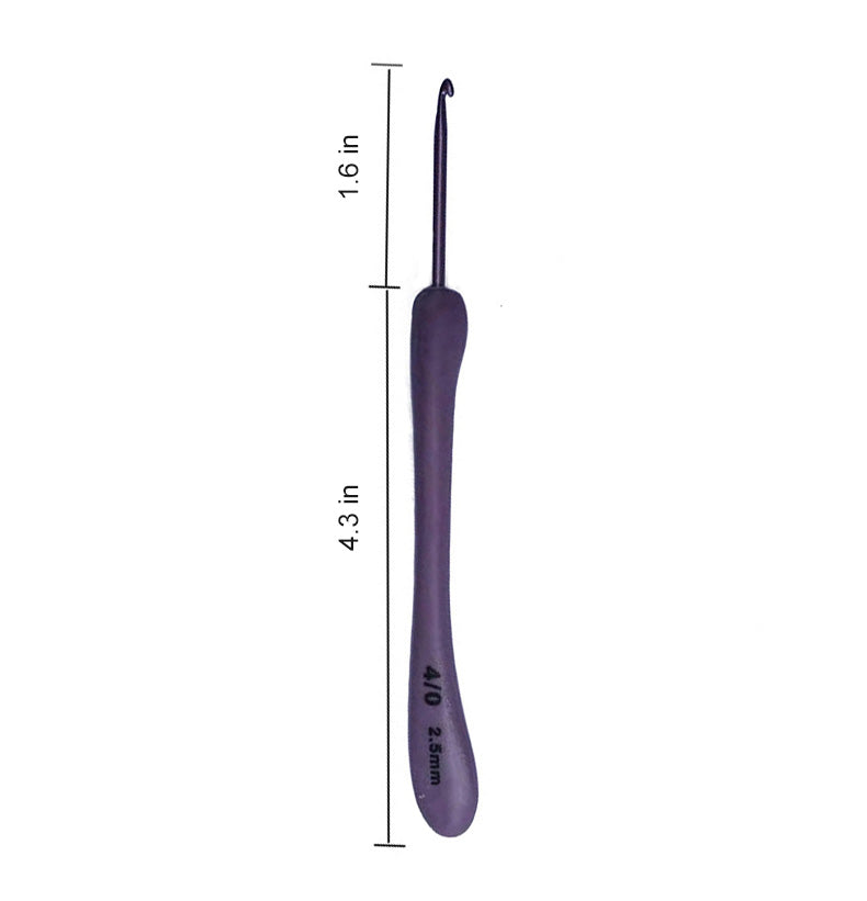 Elevate your crafting experience with the Purple Crochet Hook from the 8 Pcs Set, designed for ergonomic comfort. It has a 3.5mm diameter, measuring 4.3 inches in length and featuring a 1.6-inch hook section for precise and comfortable creation.
