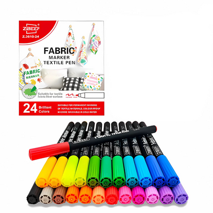 Vibrant 24-Pack Fabric Markers