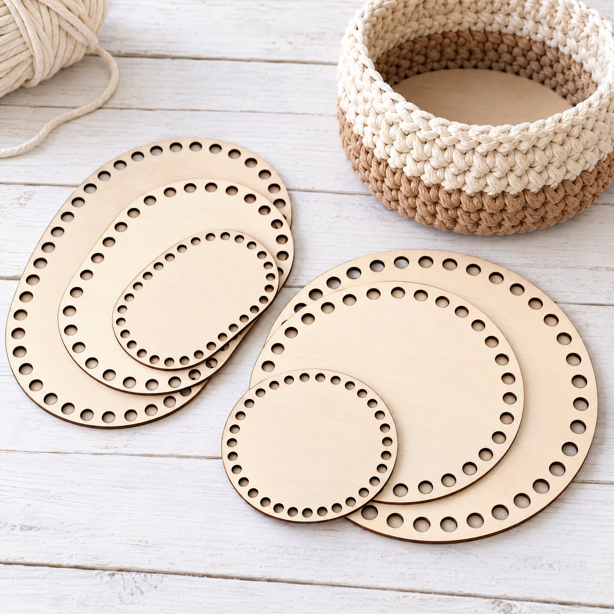 Wooden Crochet Basket Bases