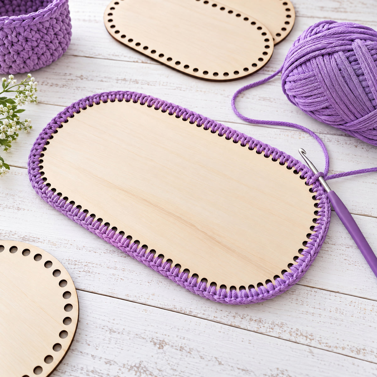 Wooden Crochet Basket Bases