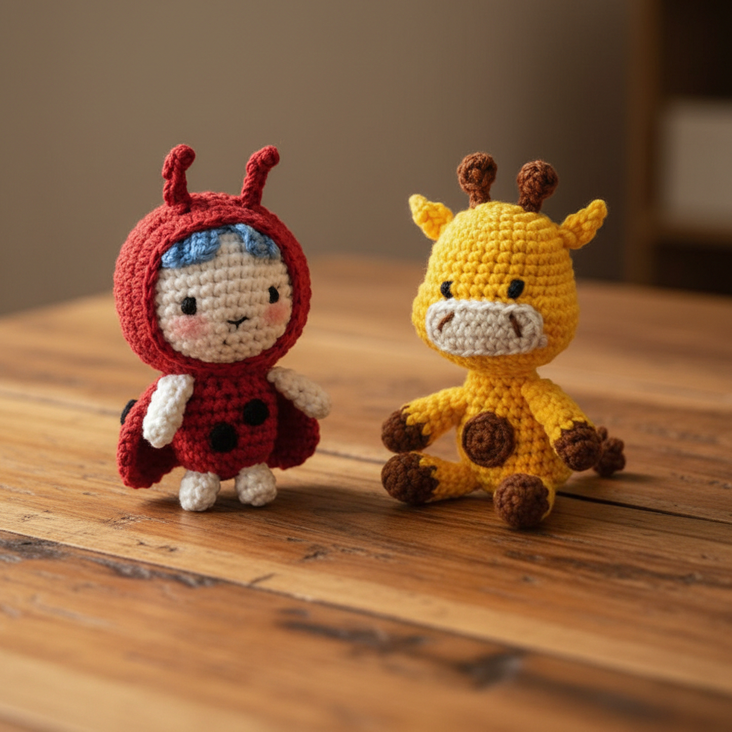 Crochet Amigurumi Kit: Gracie The Giraffe and Rosie Ladybird