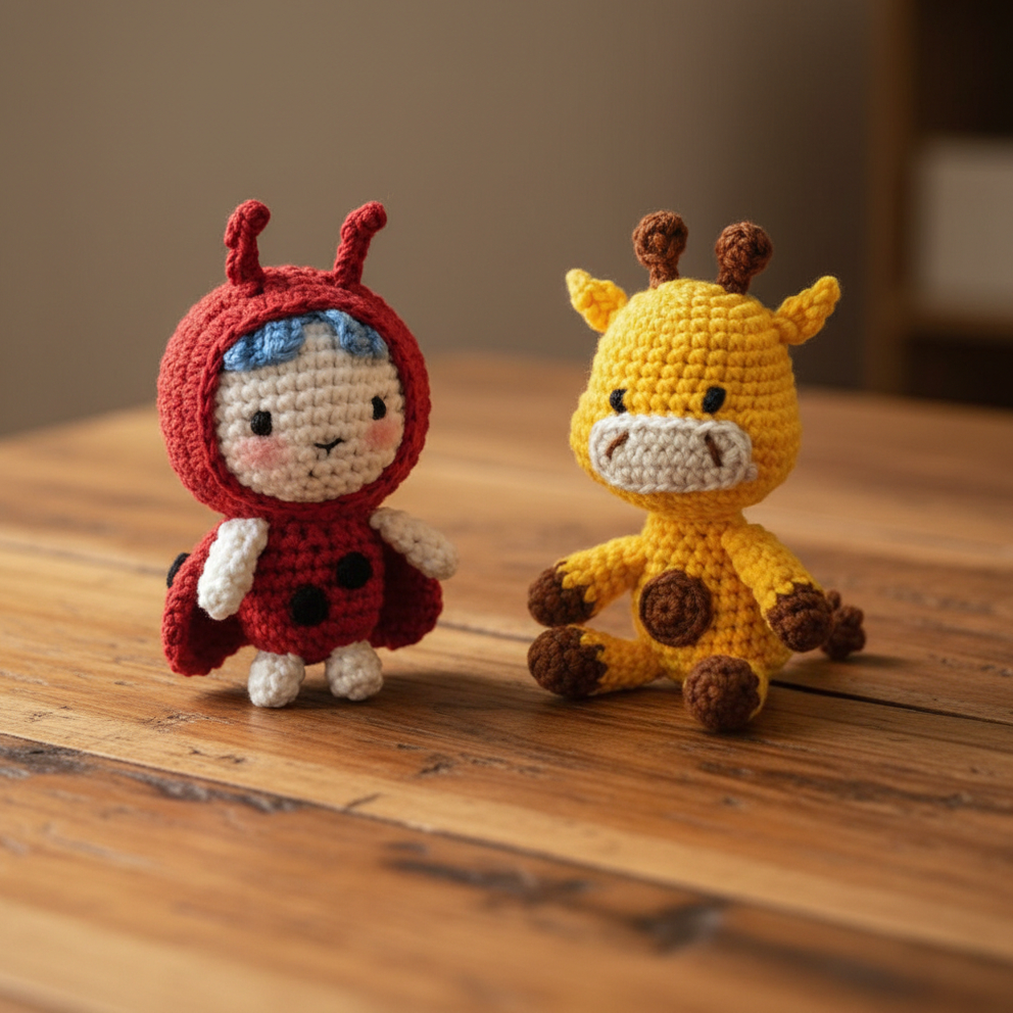 Crochet Amigurumi Kit: Gracie The Giraffe and Rosie Ladybird