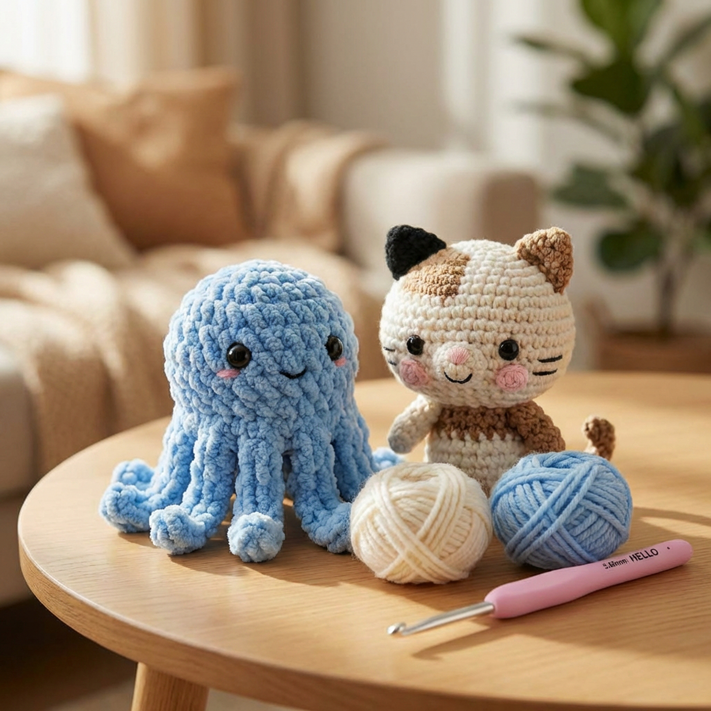 Crochet Amigurumi Kit: Charlie The Cat and Ozzy the Octopus
