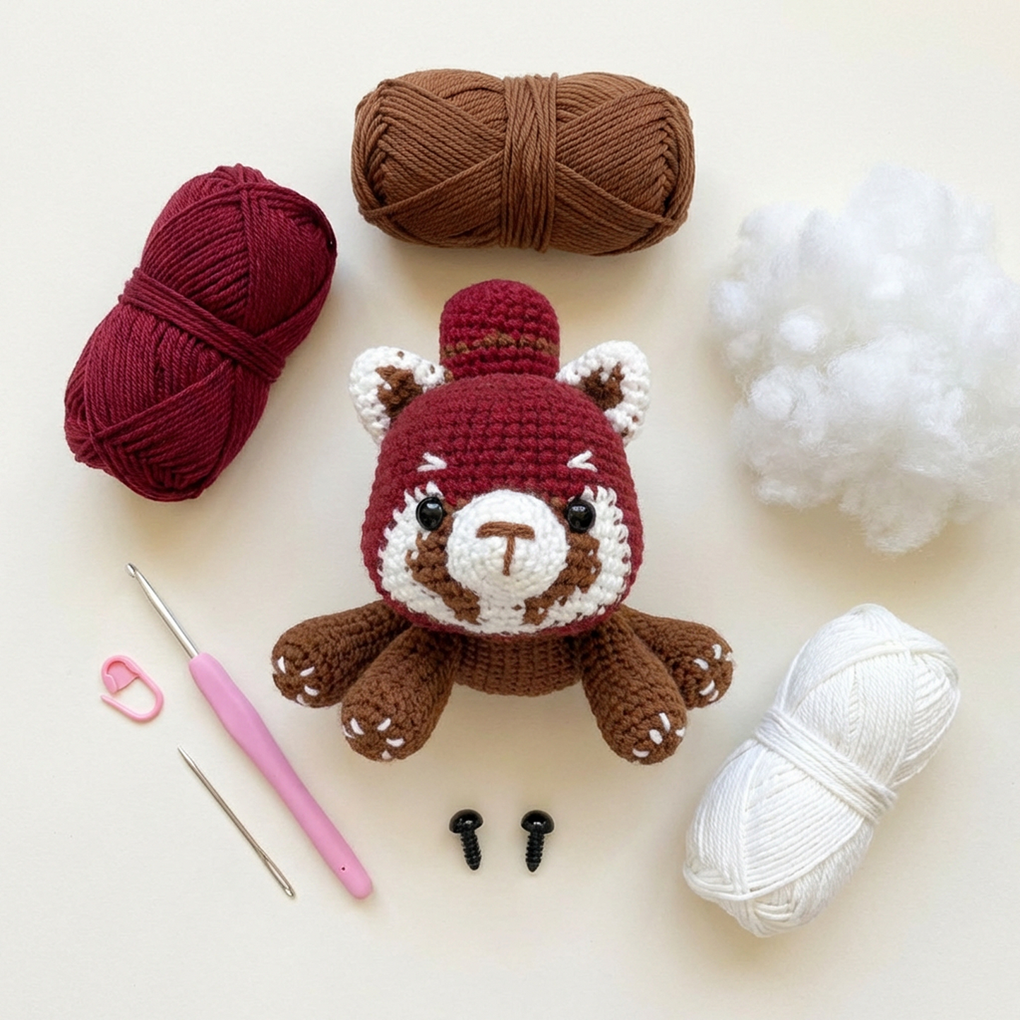 Crochet Amigurumi Kit: Kai The Red Panda