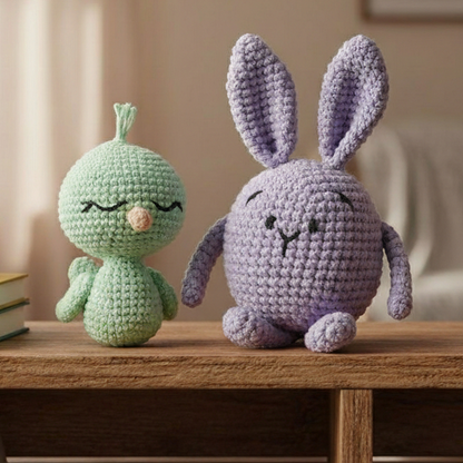 Crochet Amigurumi Kit - Pete The Bunny & Chip the Bird