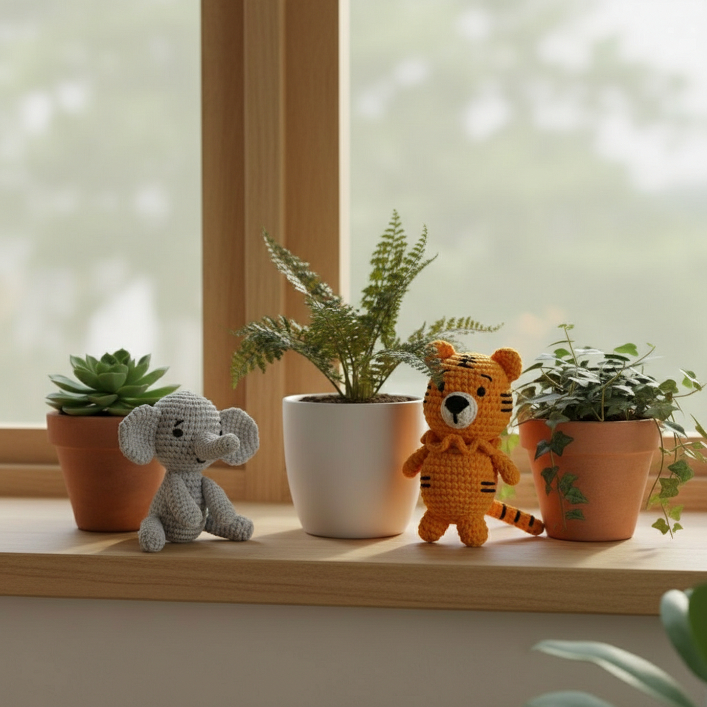 Crochet Amigurumi Kit - Elly the Elephant and Torey the Tiger