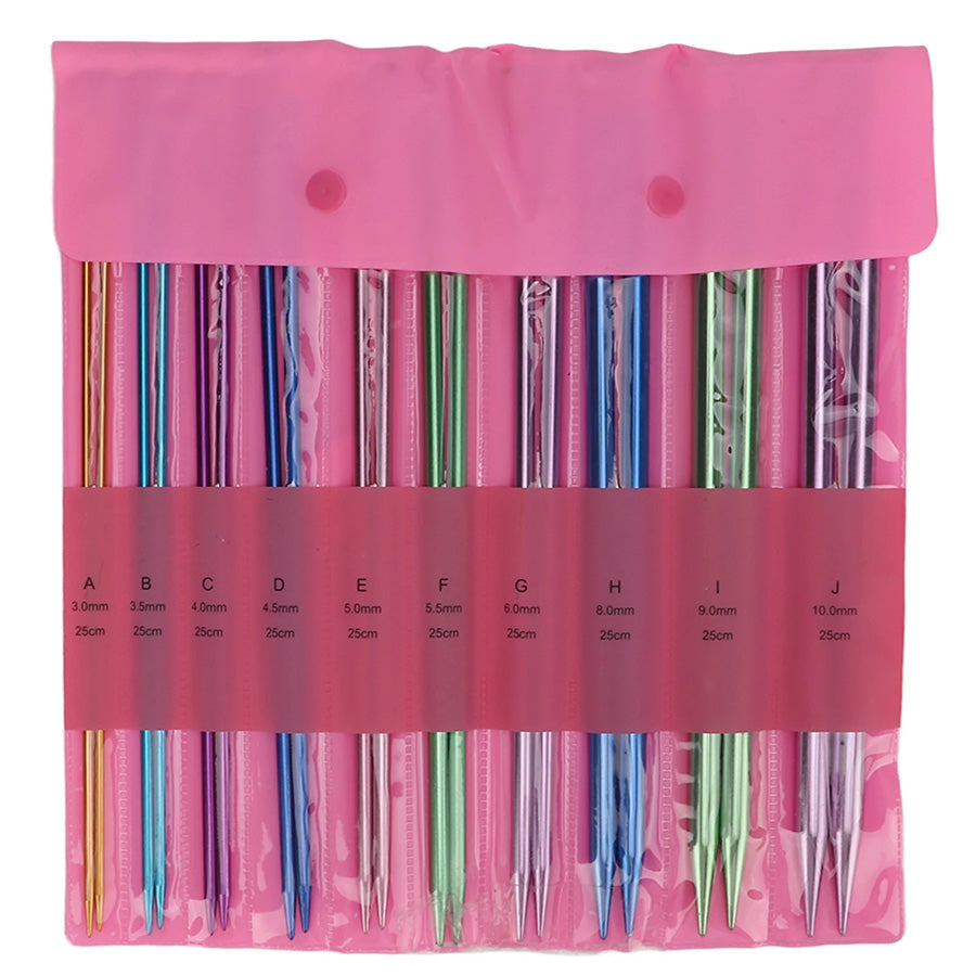 Aluminum Knitting Needle Set With a Pink Transparent Case