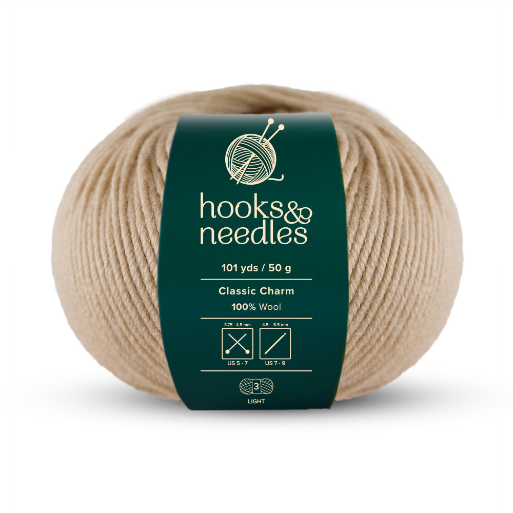 Image of Classic Charm yarn, showcasing its soft texture, ideal for creating cozy, elegant knitwear.