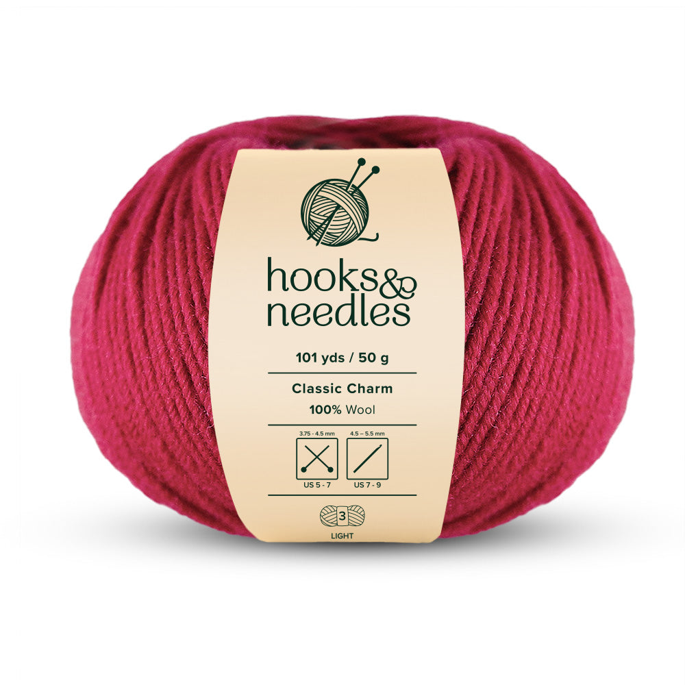 Image of Classic Charm yarn, showcasing its soft texture, ideal for creating cozy, elegant knitwear.