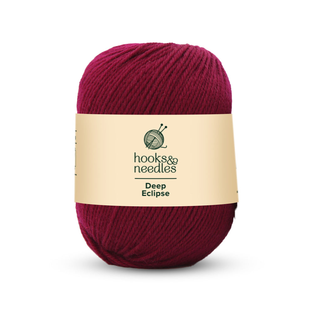 Image of Deep Eclipse yarn, showcasing its soft texture, ideal for creating cozy, elegant knitwear.