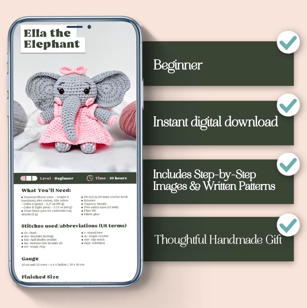 Ella the Elephant Crochet Pattern