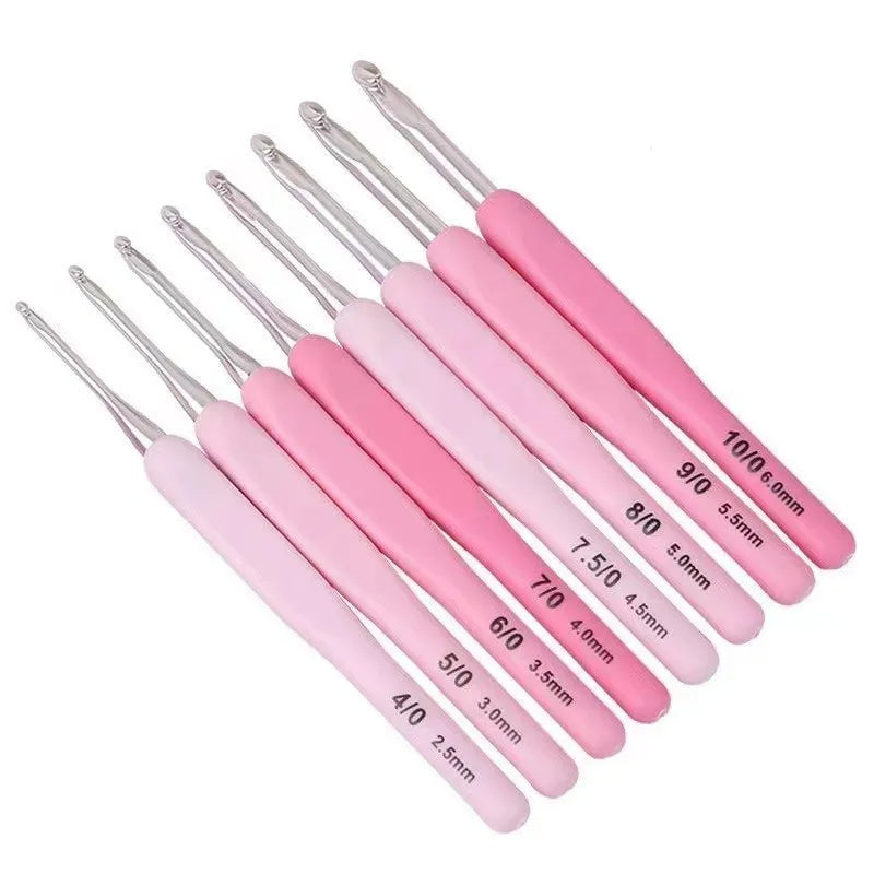 Aluminum Ergonomic Crochet Needles Set, Soft Rubber Grip Aluminum Ergonomic Crochet Needles Set, Soft Rubber Grip