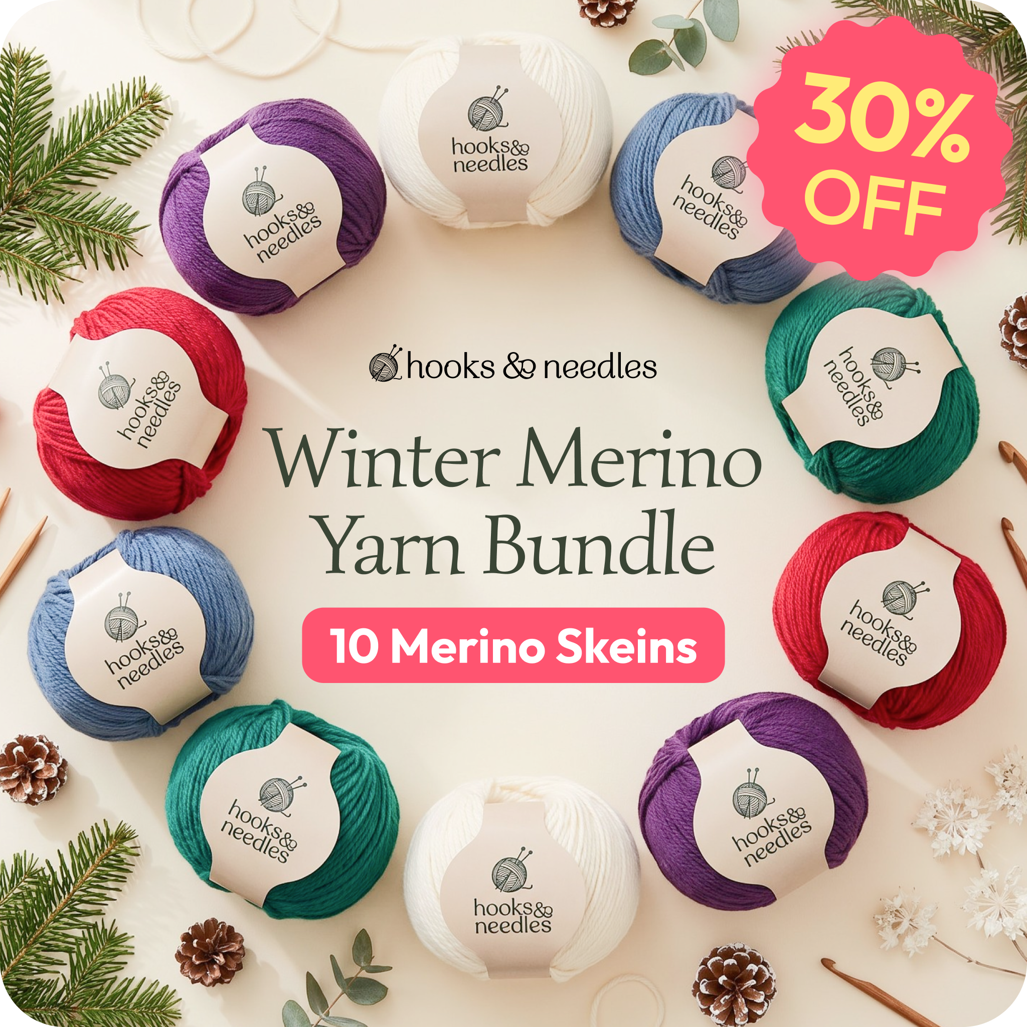 Hooks & Needles Winter Merino Yarn Bundle