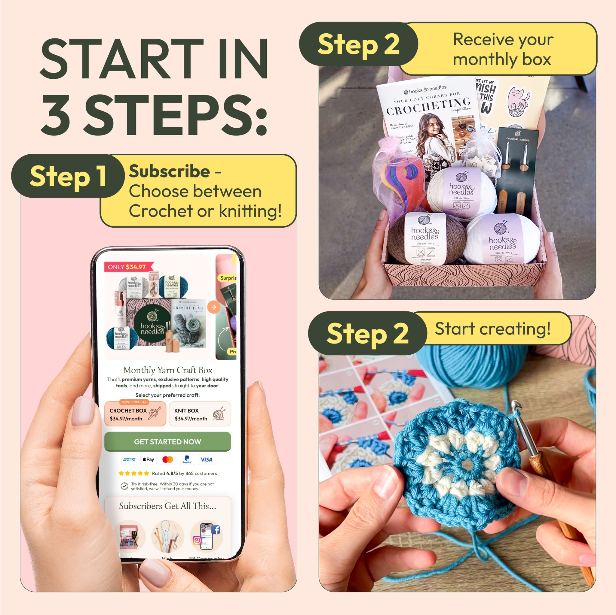YACO ネックマイクロニード 1枚×4袋入 4箱セット 新品未開封 Hooks & Needles Knitting and Crochet Subscription Box