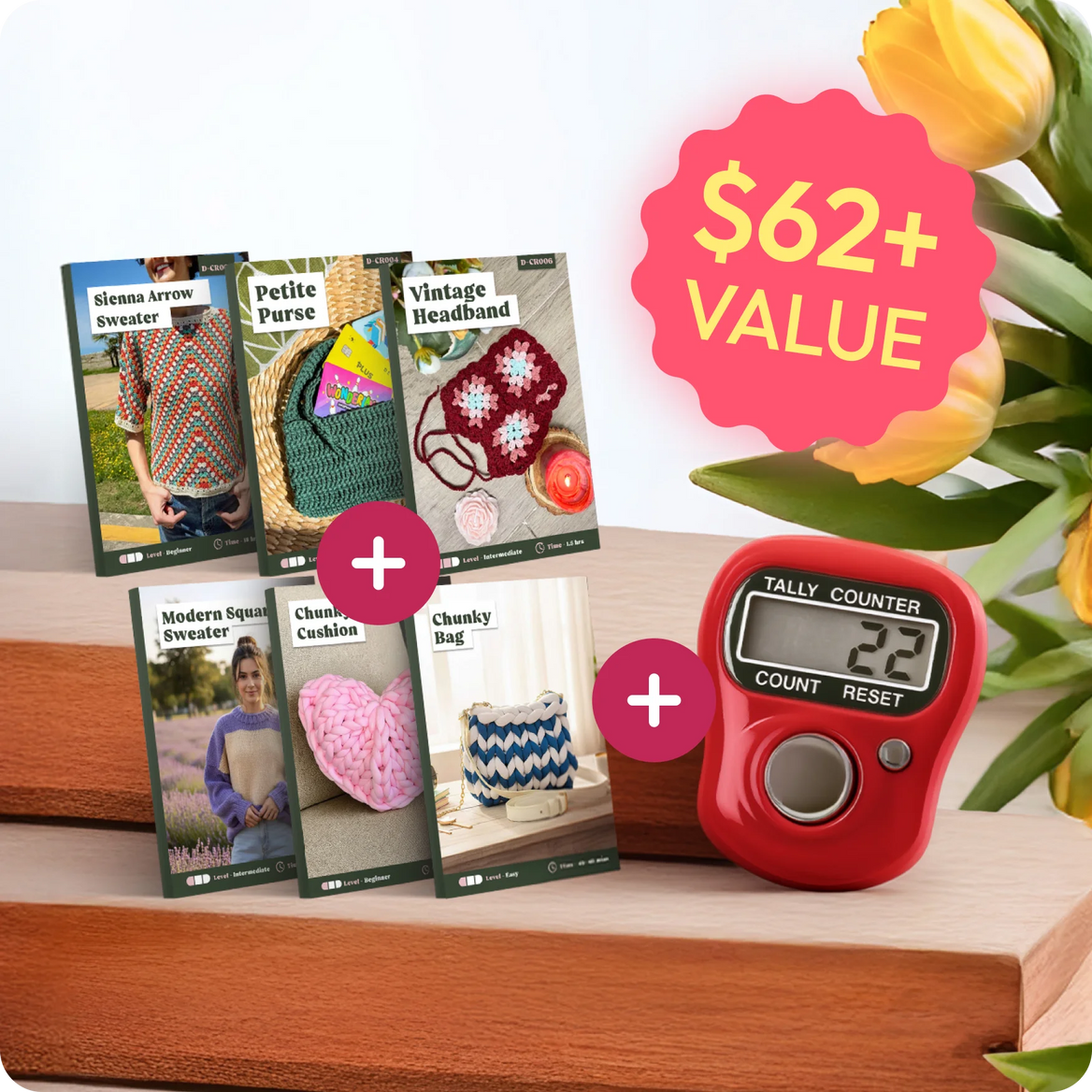 Get a free electronic row counter and digital patterns with your first box!