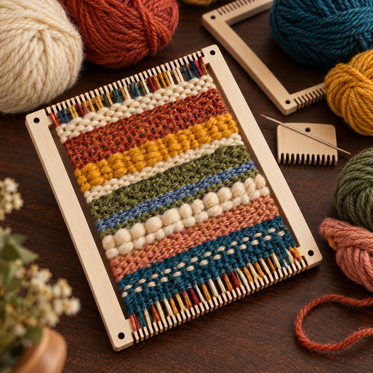 Wooden Weaving Loom Set
