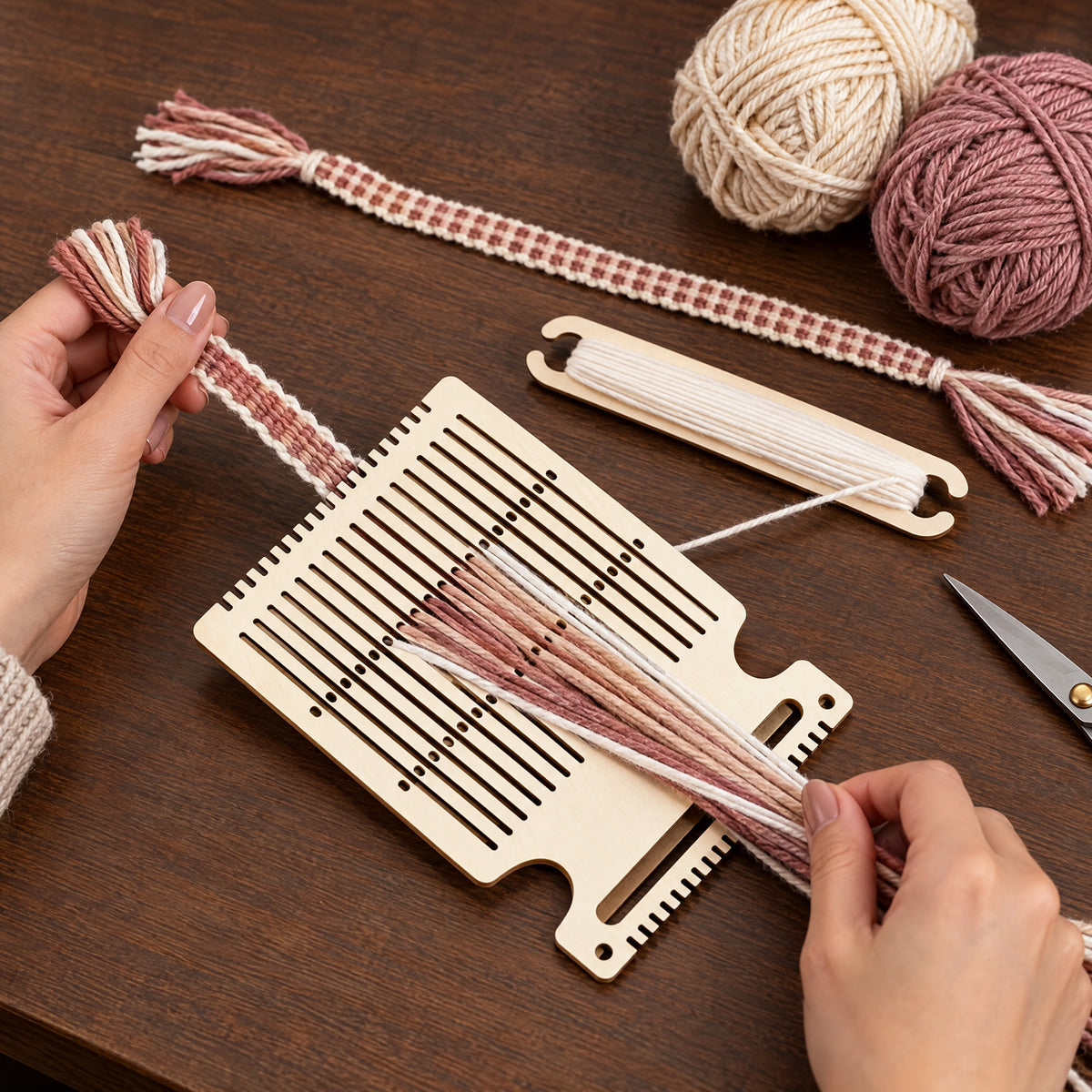 Wooden Weaving Loom Set