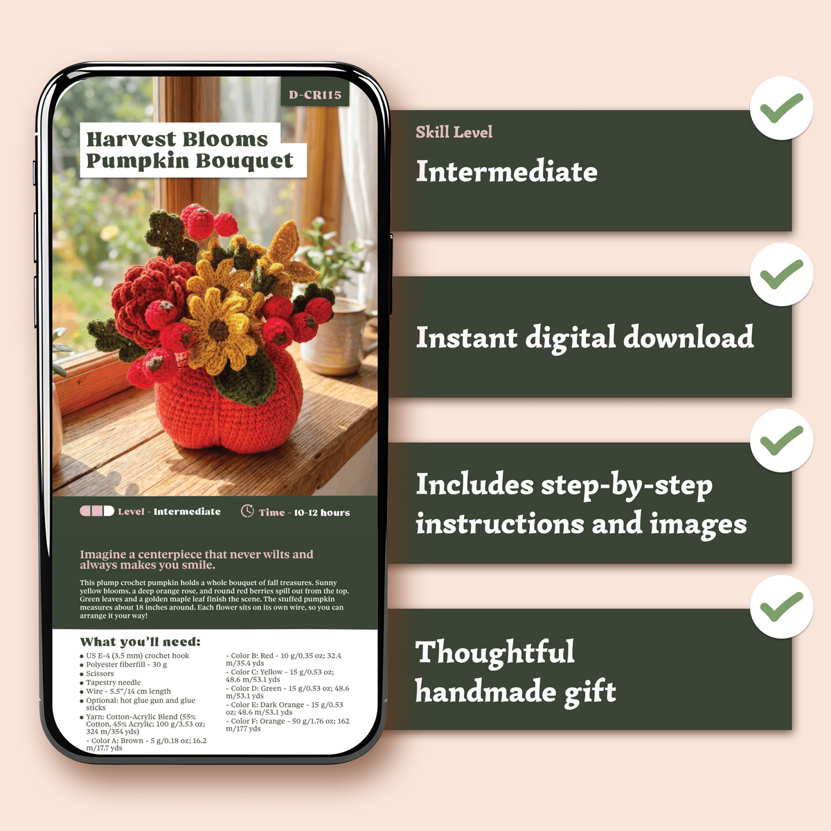 Harvest Blooms Pumpkin Bouquet Crochet Pattern
