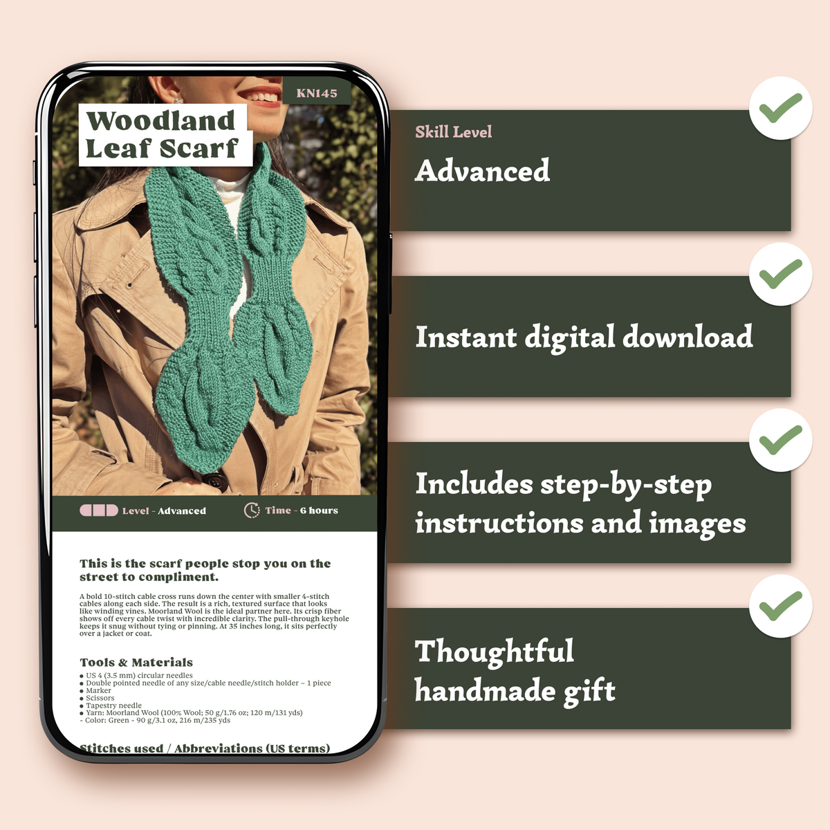 Woodland Leaf Scarf Knitting Pattern