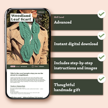 Woodland Leaf Scarf Knitting Pattern