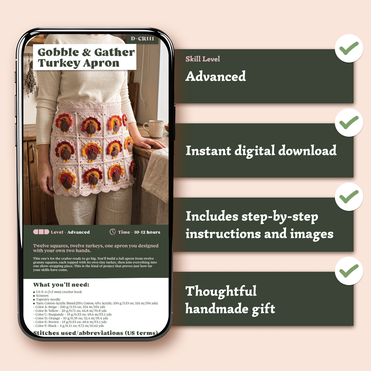 Gobble & Gather Turkey Apron Crochet Pattern