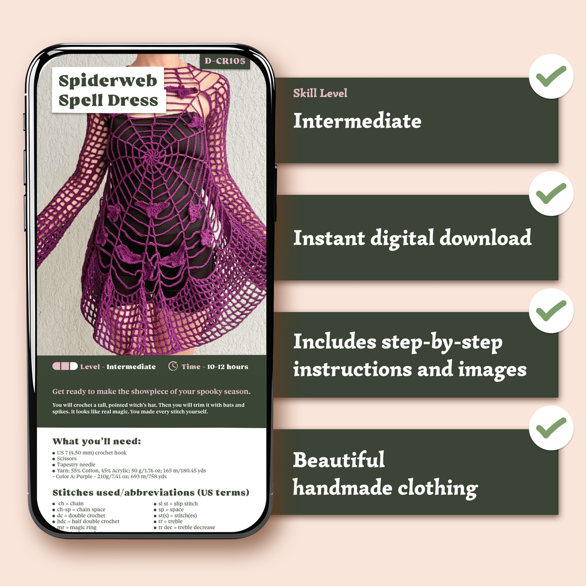 Spiderweb Spell Dress Crochet Pattern | Halloween PDF Instant Download 🕸️✨