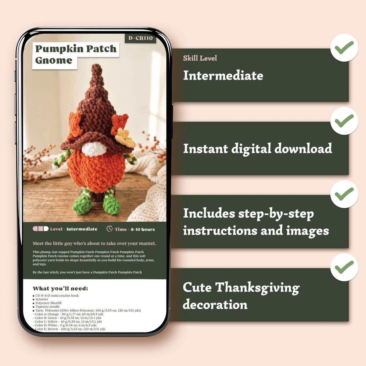 Pumpkin Patch Gnome Crochet Pattern