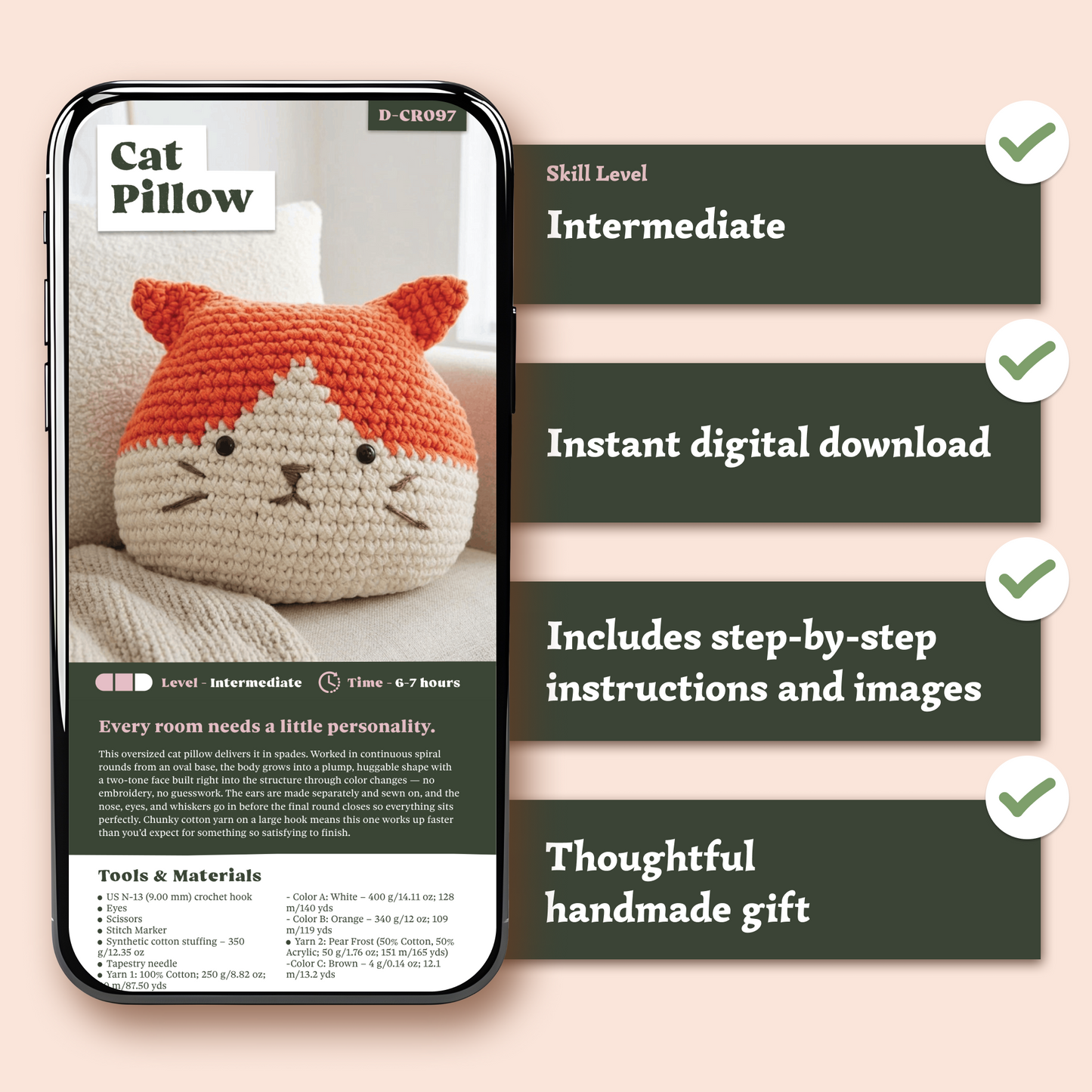 Cat Pillow Crochet Pattern