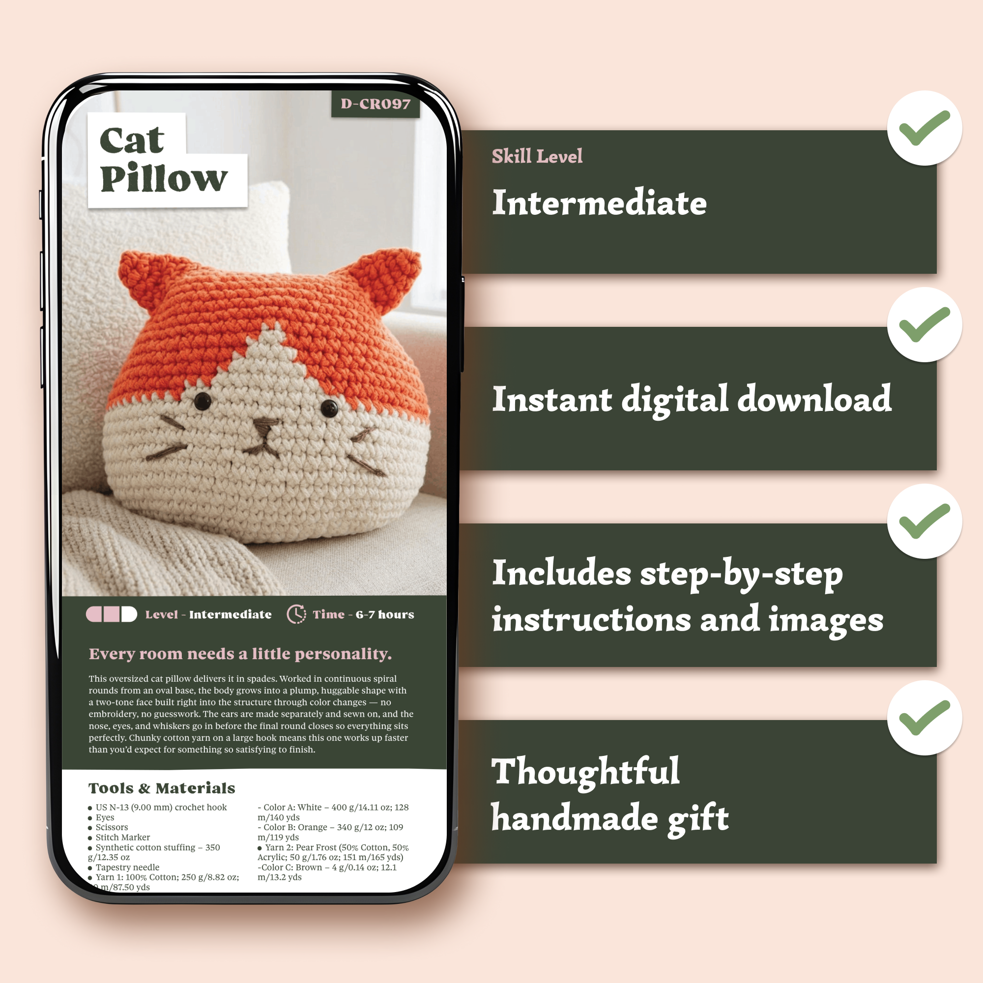 Cat Pillow Crochet Pattern