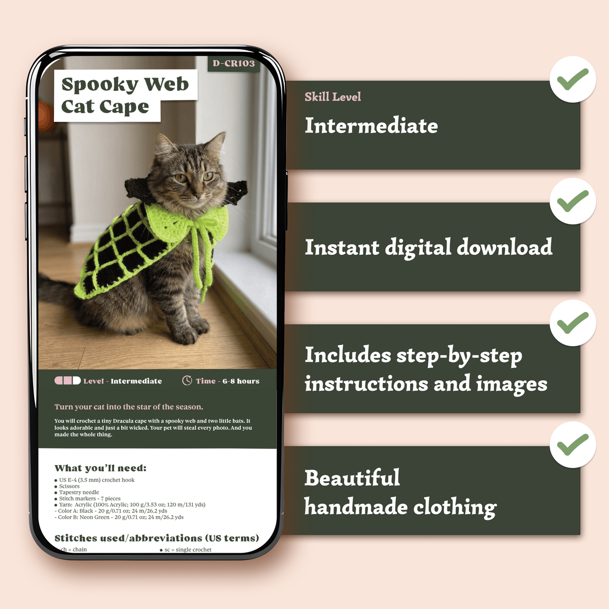 Spooky Web Cat Cape Crochet Pattern | Halloween PDF Instant Download 🐈‍⬛🕸️