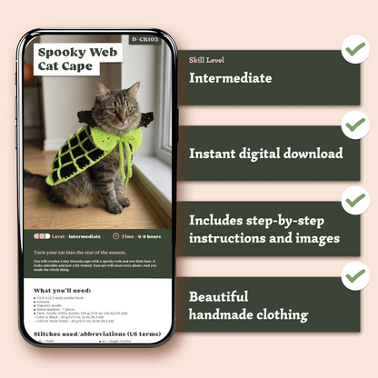 Spooky Web Cat Cape Crochet Pattern | Halloween PDF Instant Download 🐈‍⬛🕸️