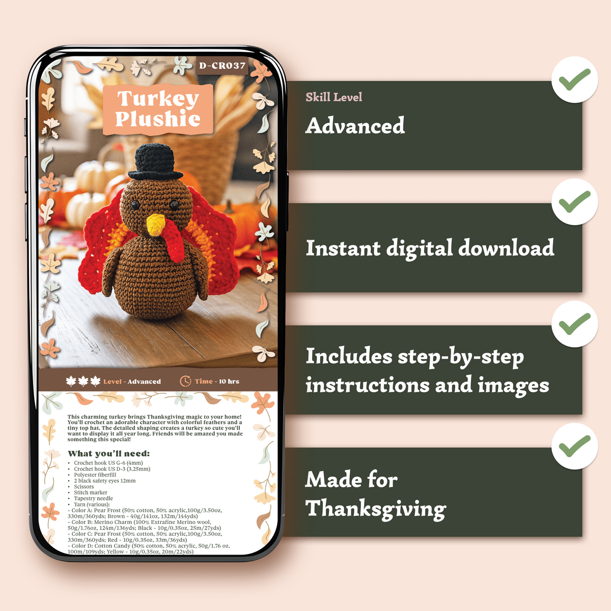Thanksgiving Turkey Plushie Crochet Pattern