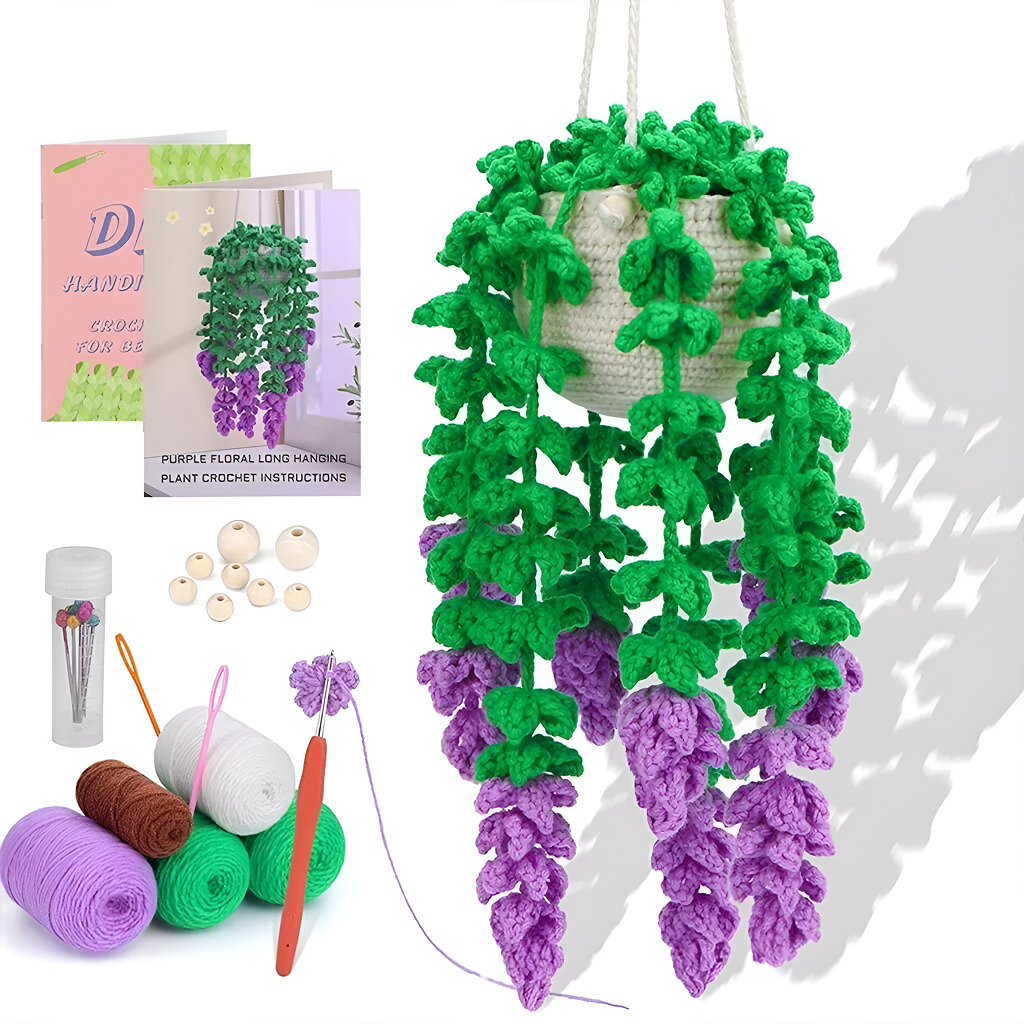yarn hanging plants Wisteria Flower Crochet Kit – Hooks & Needles