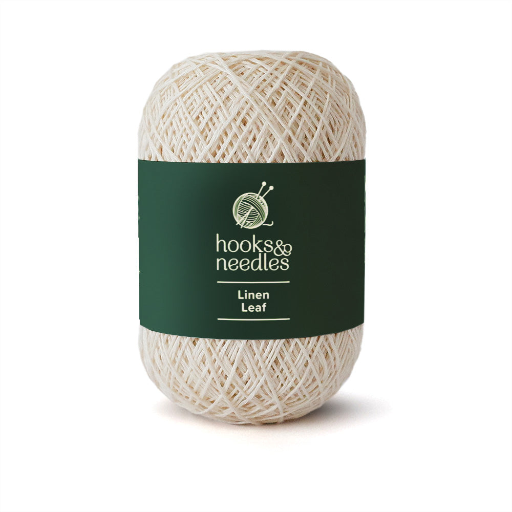 Image of Linen Leaf yarn, showcasing its soft texture, ideal for creating cozy, elegant knitwear.