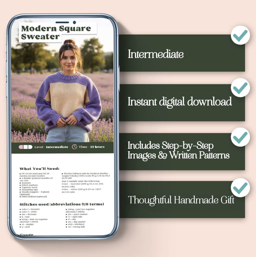 Modern Square Sweater Knitting Pattern