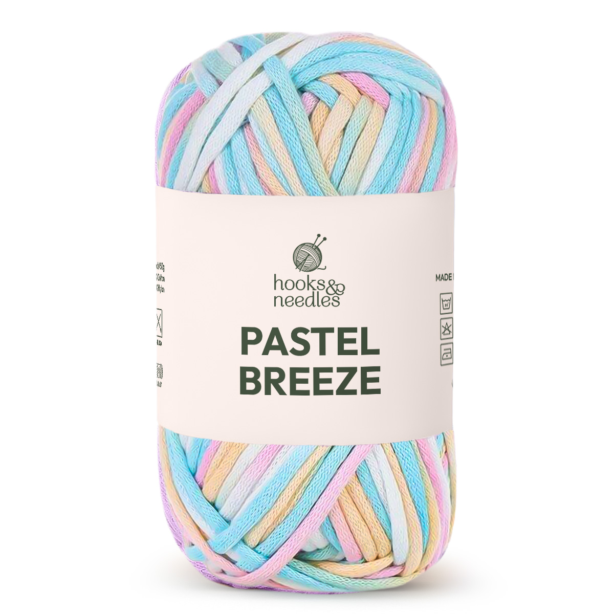 Pastel Breeze Variegated Yarn features soft variegated shades of blue, pink, yellow, and green.