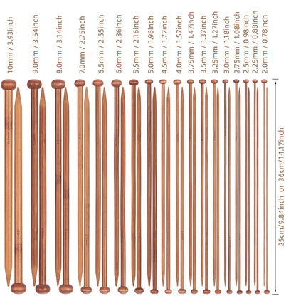 Sizes of Each Bamboo Knitting Needle