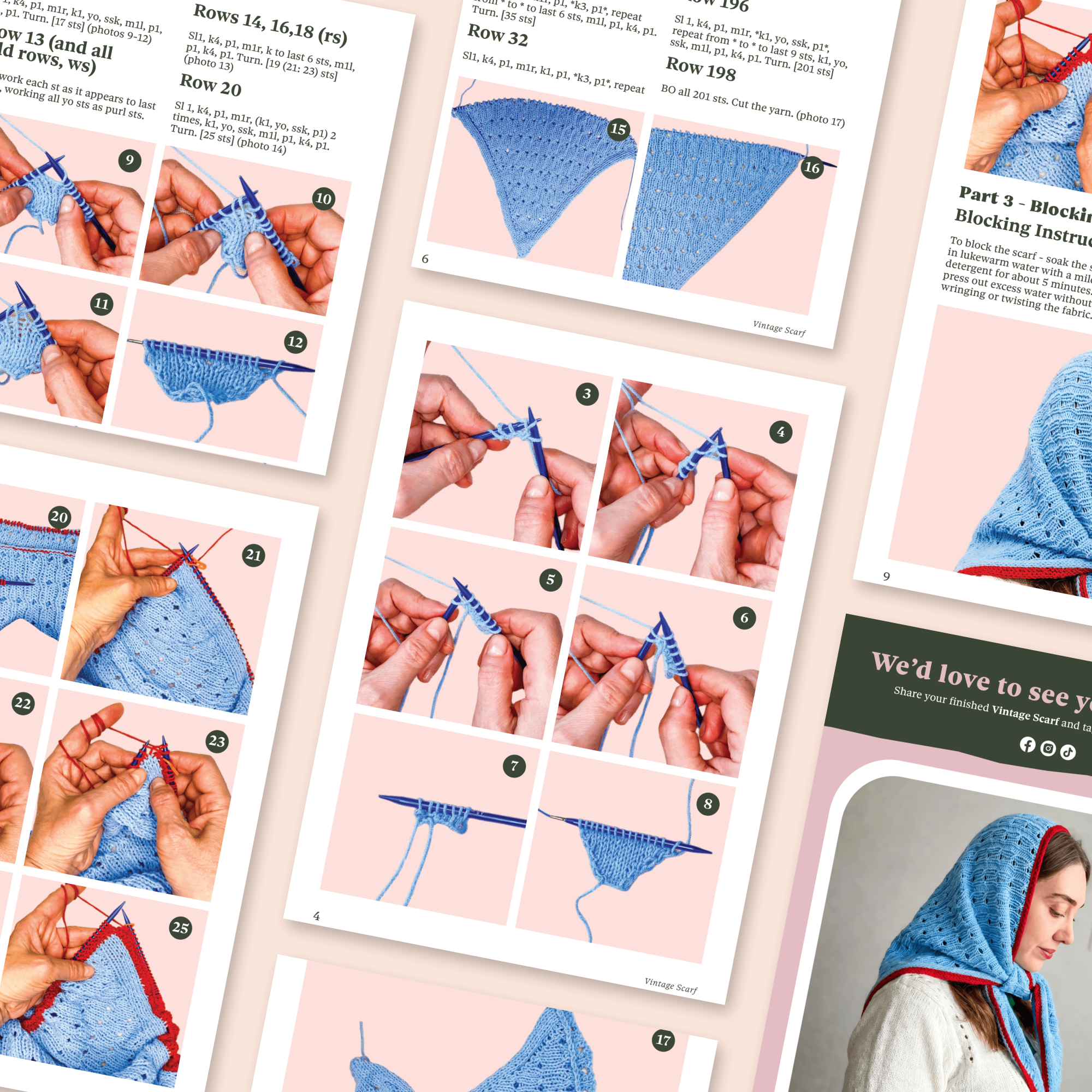 Vintage Scarf Knitting Pattern PDF