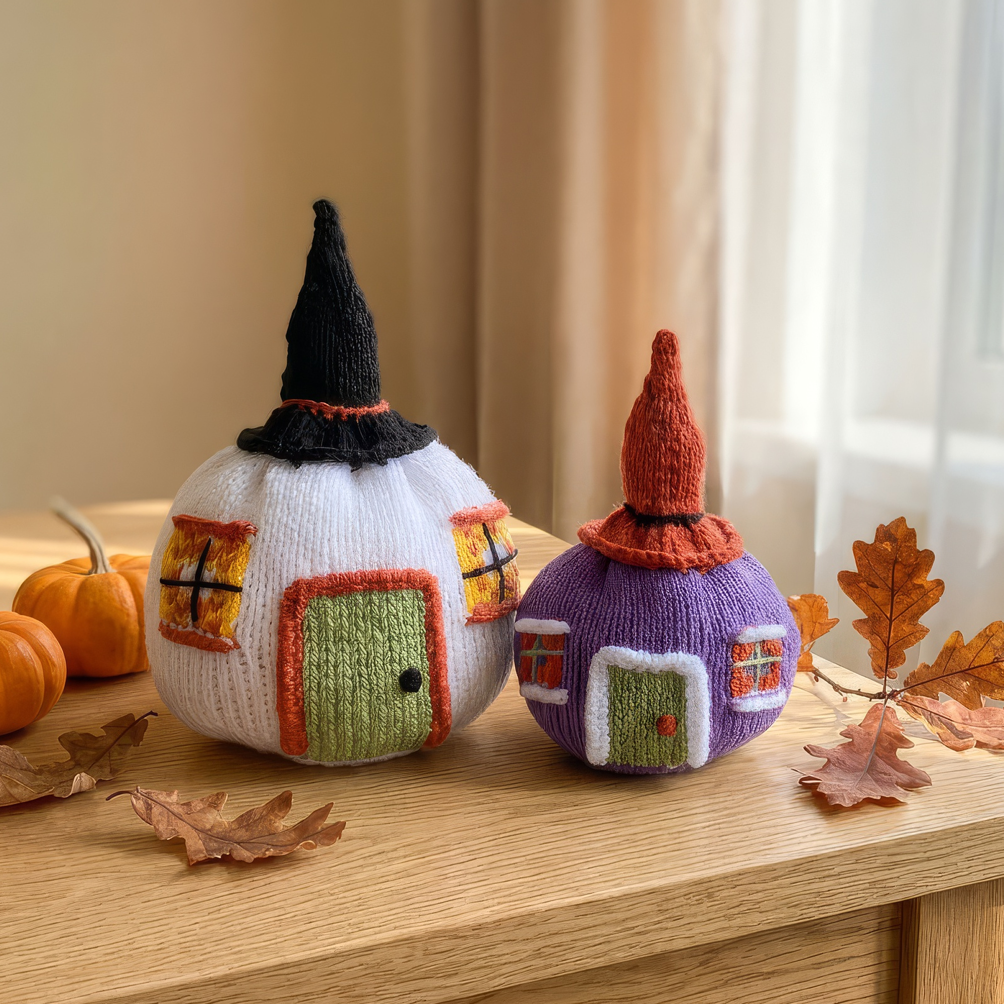 Haunted Pumpkin Cottages Knitting Pattern | Digital PDF Instant Download 🎃🏚️