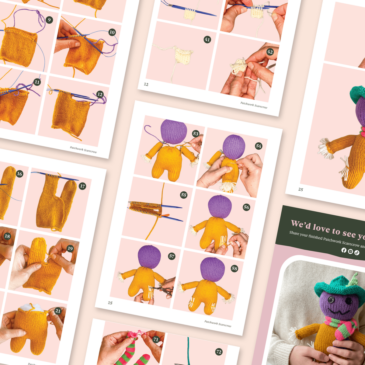 Patchwork Scarecrow Knitting Pattern | Digital PDF Instant Download 🍂