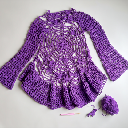 Spiderweb Spell Dress Crochet Pattern | Halloween PDF Instant Download 🕸️✨