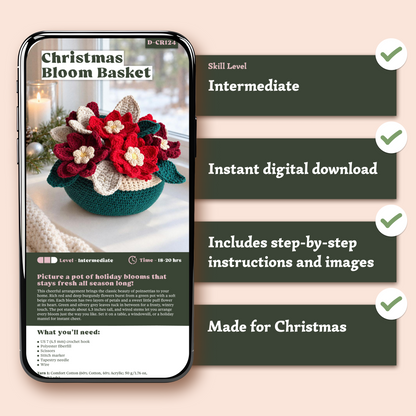 Christmas Bloom Basket | Crochet Digital Pattern