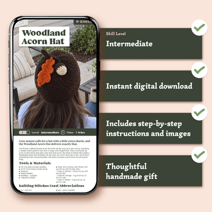 Woodland Acorn Hat Knitting & Crochet Pattern