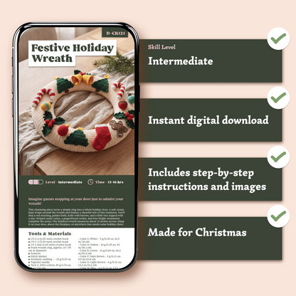 Festive Holiday Wreath | Digital Crochet Pattern