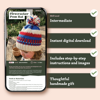 Firecracker Pom Hat Knitting Pattern