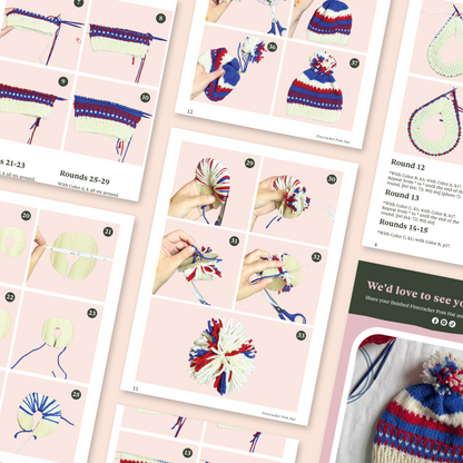 Firecracker Pom Hat Knitting Pattern